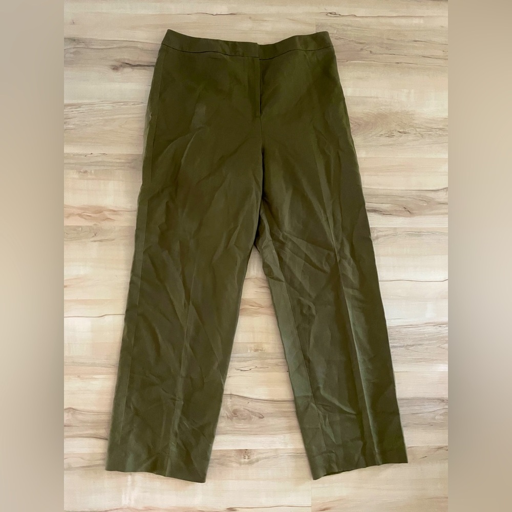 Kate Hill Green Wide Leg Trouser Linen Pants 12